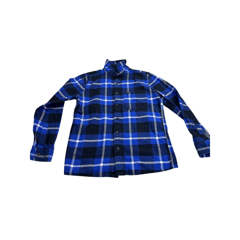 Hollister XS Blue & Black Plaid Flannel Button-Up Shirt